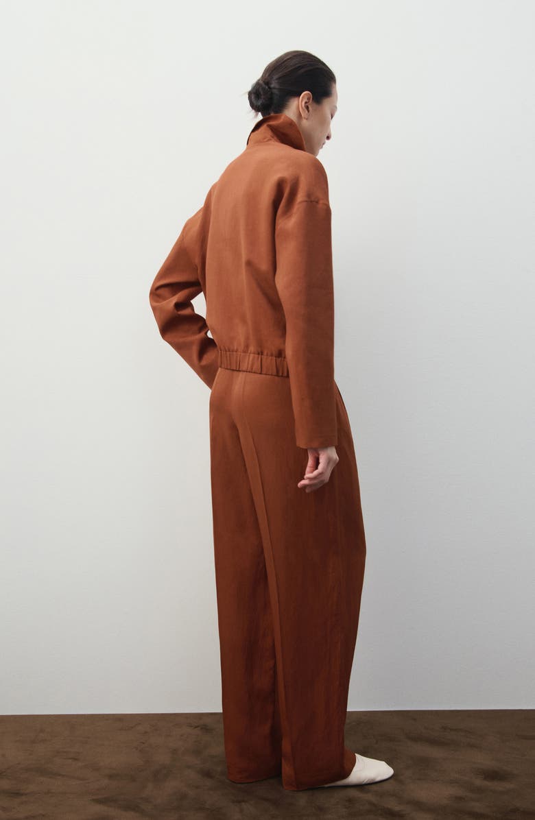 MANGO Pleated Straight Leg Pants, Alternate, color, Russet