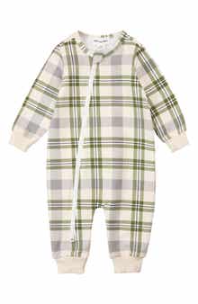 MILES BABY Winter Moss Plaid Full Zip Romper