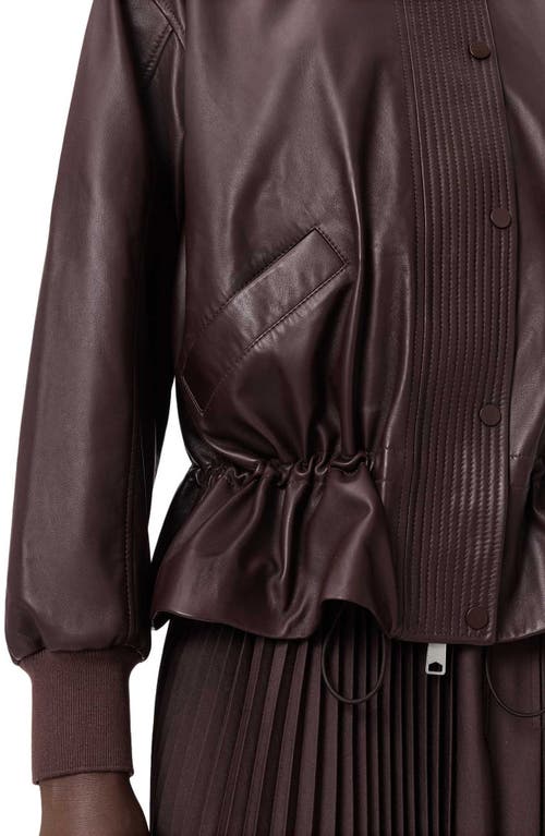 Allsaints Sofi Leather Bomber Jacket In Burgundy