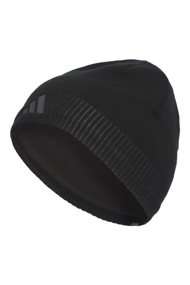 Men's Creator Three Stripe Beanie, Main, color, BLACK/CARBON GREY/ONIX GREY