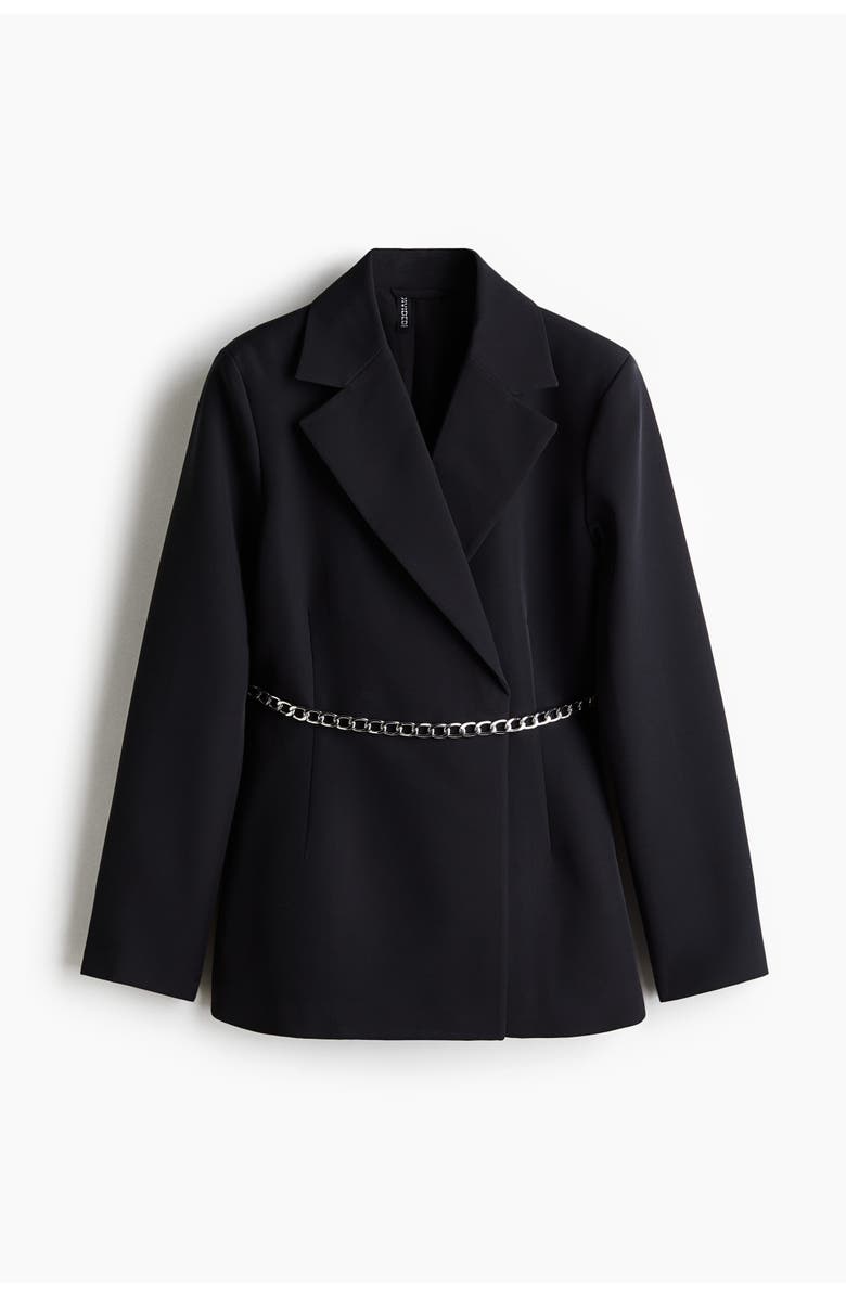 H&M Belted Blazer, Main, color, Black