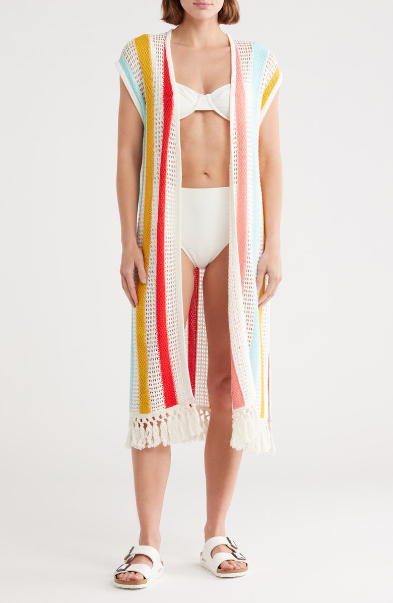 LK Bennett Amelia Cover-Up Duster, Main, color, White Multi