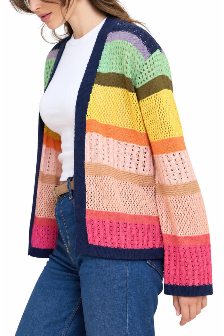 Multicolor Open Knit Cardigan, Alternate, color, RAINBOW MULTI