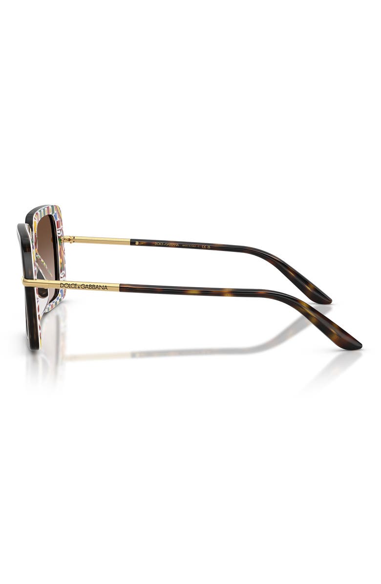 Dolce&Gabbana 52mm Gradient Square Sunglasses, Alternate, color, Havana White Barrow Brown