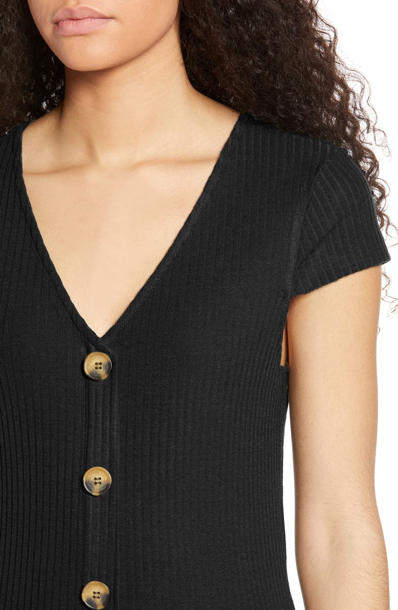 Only Nella Button Front Ribbed Midi Dress, Alternate, color, 