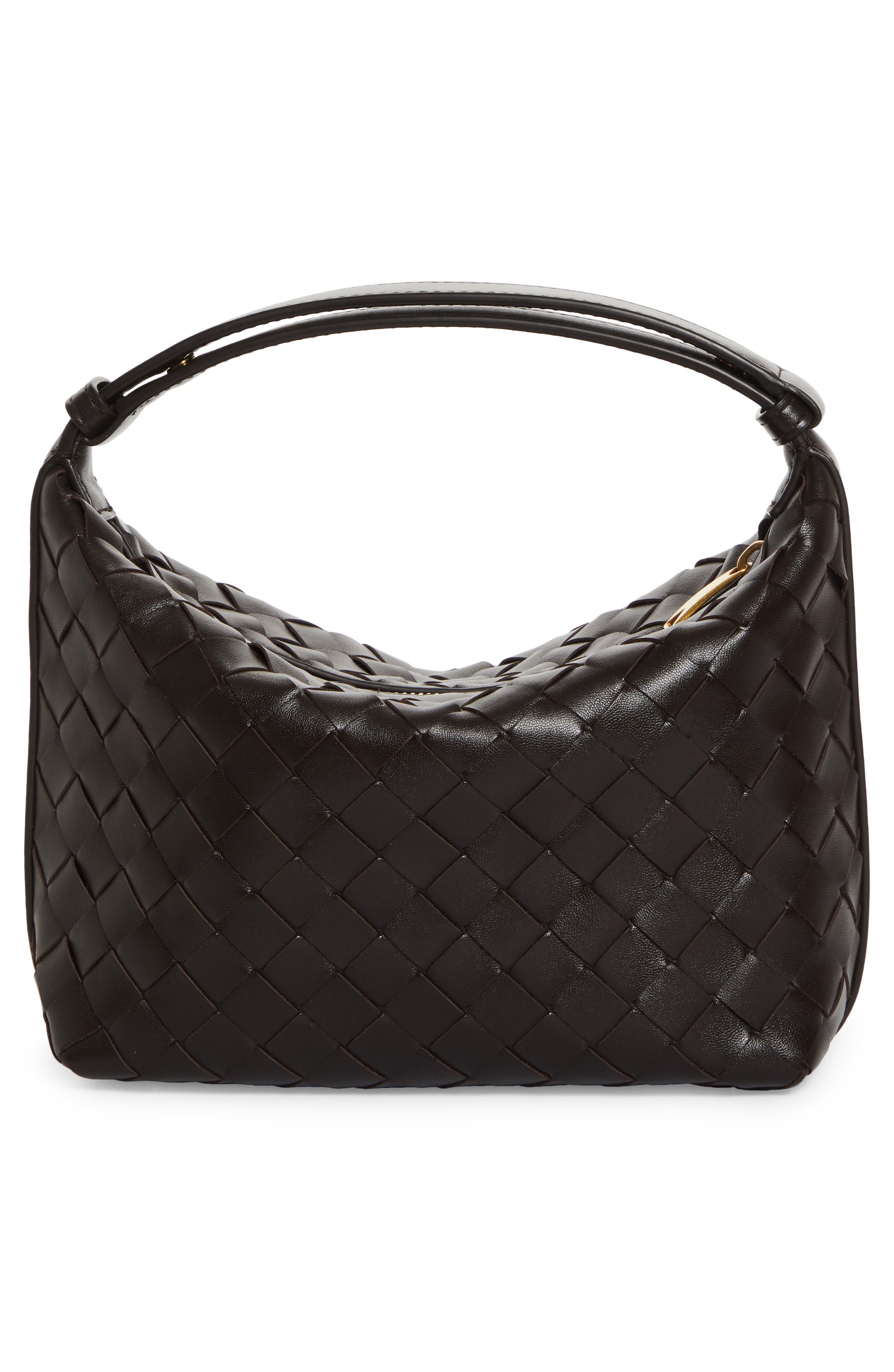 Mini Wallace Intrecciato Leather Shoulder Bag, Alternate, color, FONDANT/ GOLD