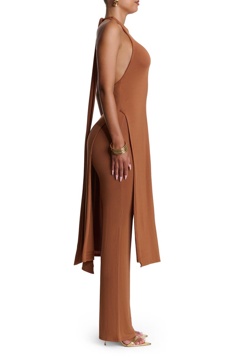 Longline Halter Tunic, Alternate, color, BROWN SUGAR