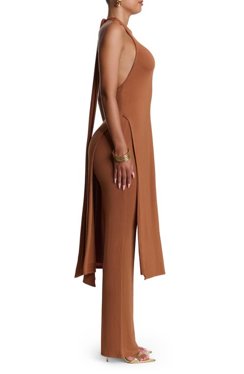Naked Wardrobe Longline Halter Tunic In Brown