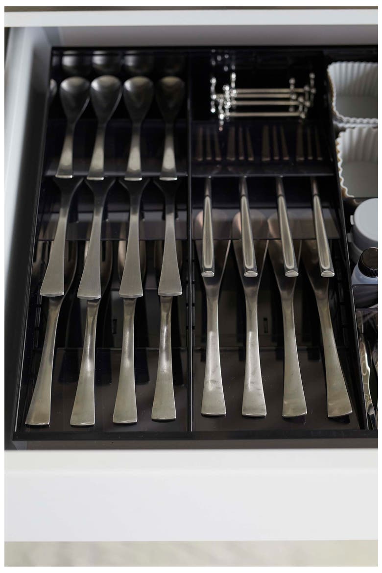 Expandable Cutlery Organizer, Alternate, color, BLACK
