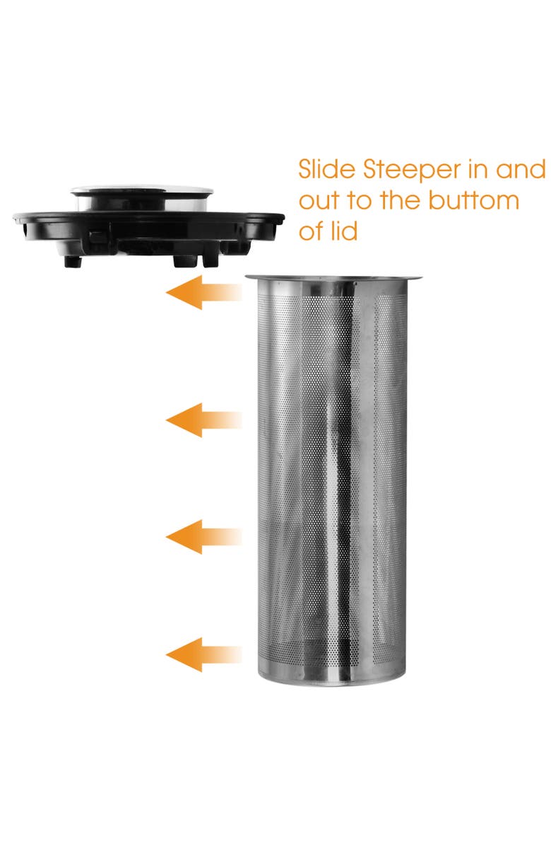 Megachef 1.9 Quart Cordless Glass and Stainless Steel Electric Tea Kettle with Tea Infuser, Alternate, color, Grey