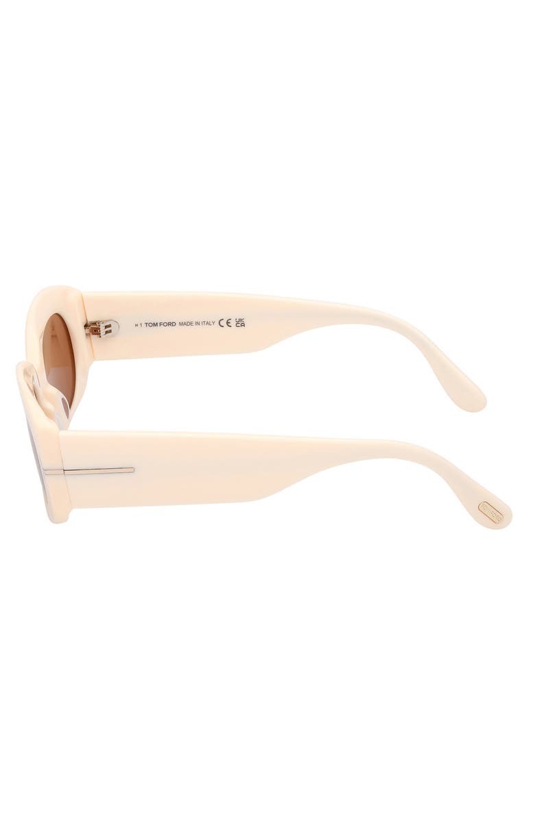TOM FORD Cielle 52mm Oval Sunglasses, Alternate, color, Shiny Ivory/ Brown Lenses