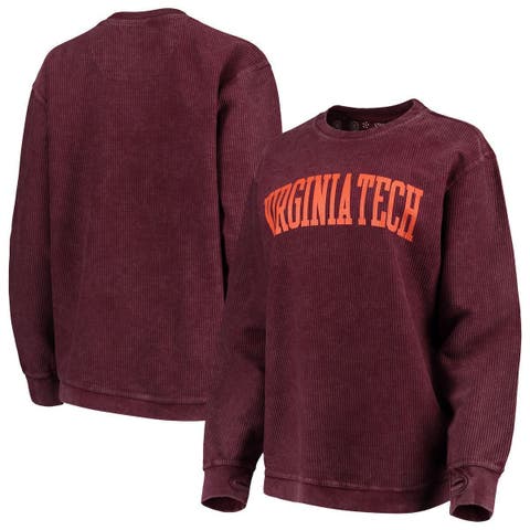 Women's Pressbox Maroon Virginia Tech Hokies Comfy Cord Vintage Wash Basic Arch Pullover Sweatshirt