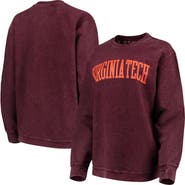 PRESSBOX Women's Pressbox Maroon Virginia Tech Hokies Comfy Cord Vintage Wash Basic Arch Pullover Sweatshirt