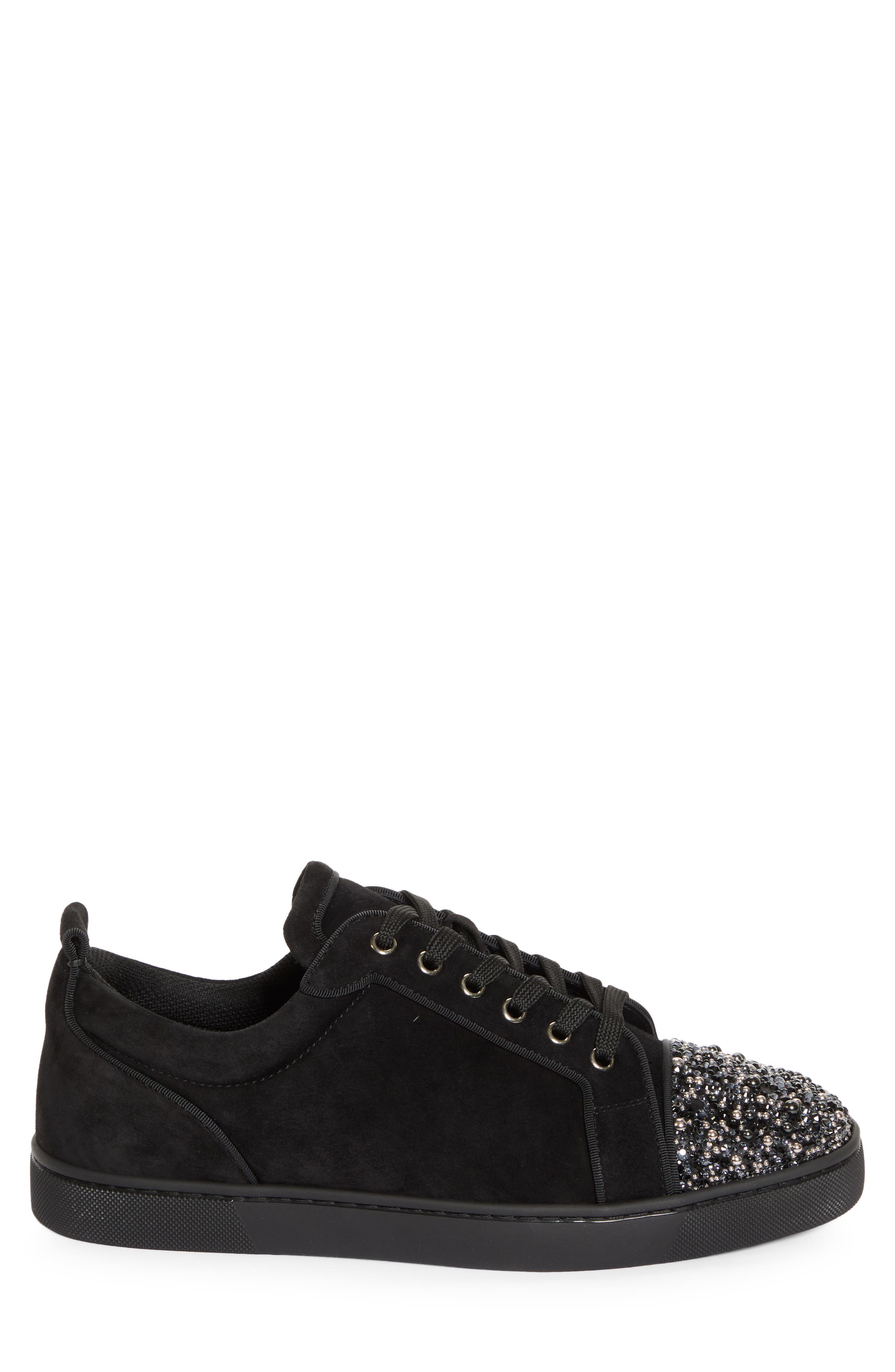 Christian Louboutin Louis Junior Embellished Cap Toe Sneaker, Alternate, color, Black