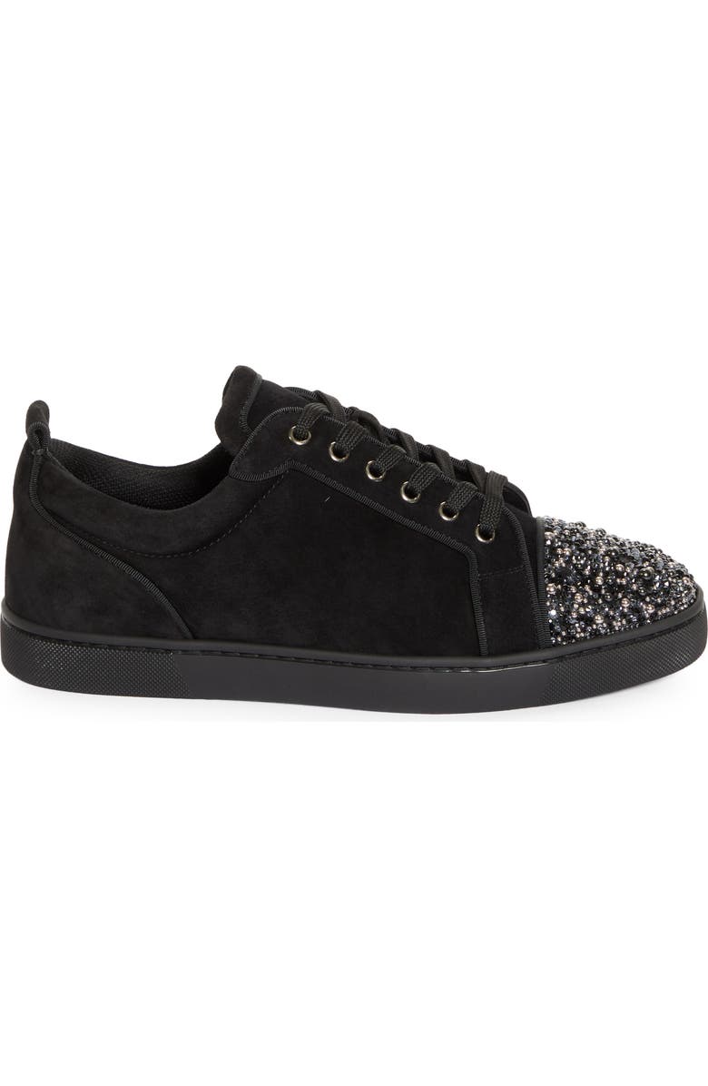 Christian Louboutin Louis Junior Embellished Cap Toe Sneaker, Alternate, color, Black