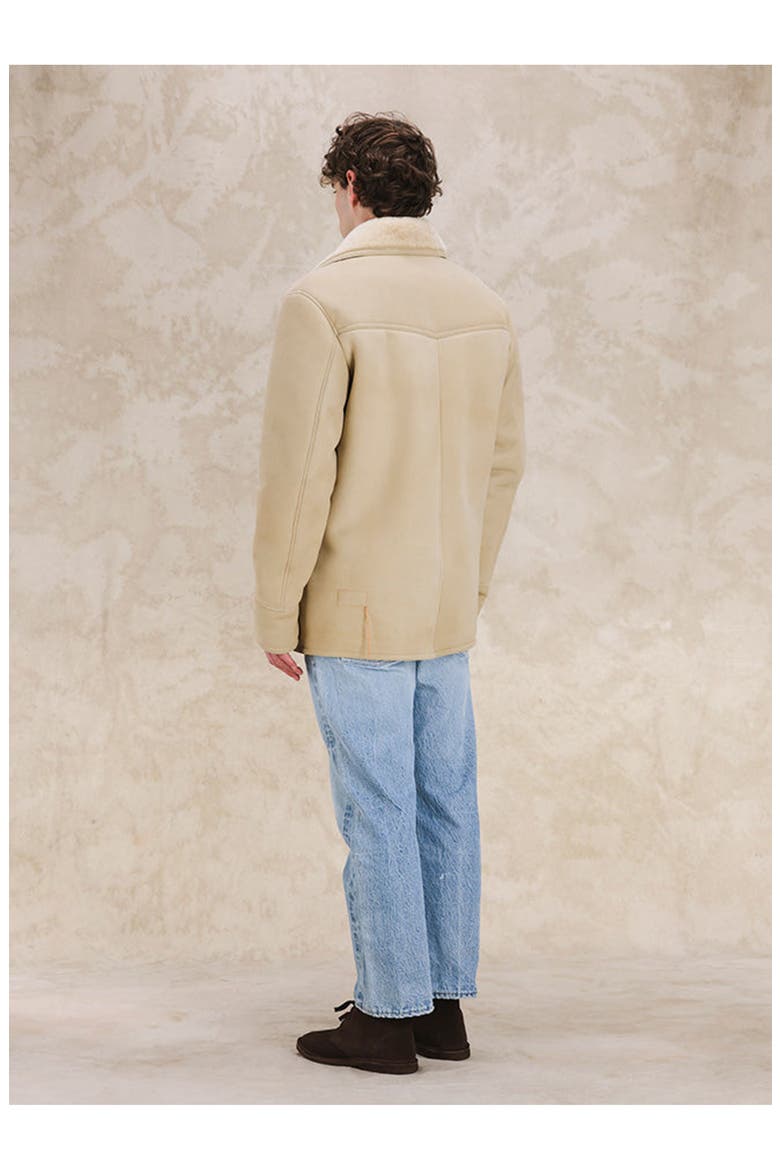 Shearling Double Breasted Jacket, Alternate, color, Beige
