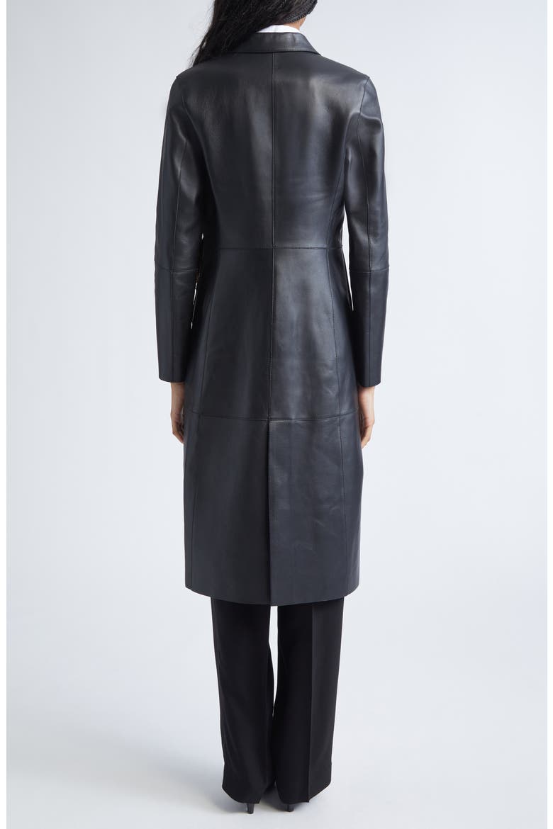 Slim Leather Coat, Alternate, color, BLACK