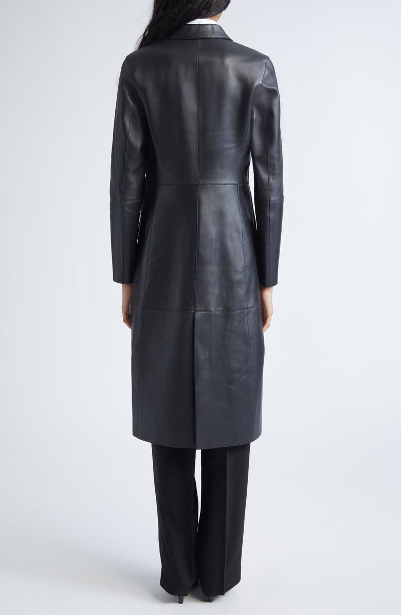 TOTEME Slim Leather Coat, Alternate, color, Black