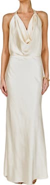 Endless Rose Satin Cowl Halter Dress