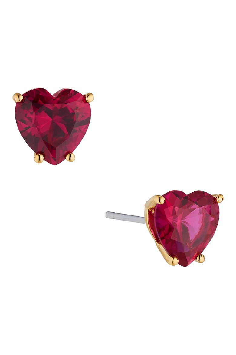 Modern Love Heart Stud Earrings, Main, color, GOLD WITH DARK PINK