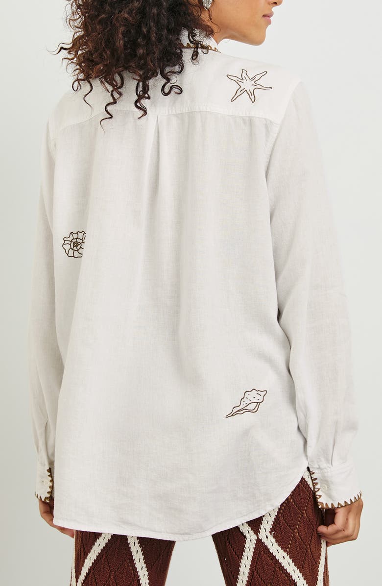 Rails Saya Embroidered Detail Linen Blend Button-Up Shirt, Alternate, color,
