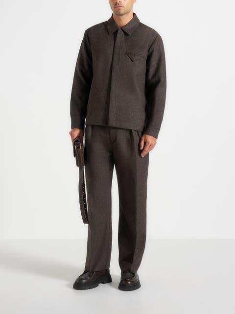 Pierre Relaxed Fit Melange Pleated Tailored Trousers