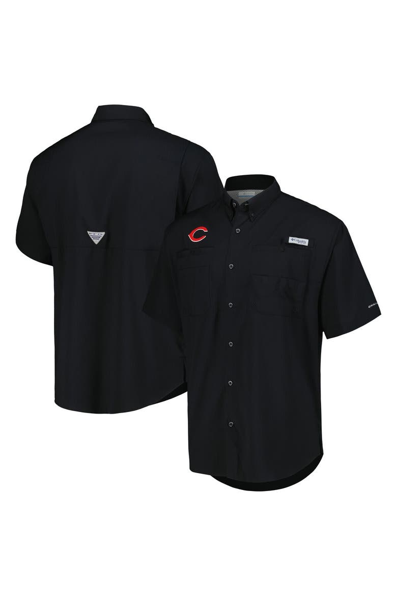 Men's Columbia Black Cincinnati Reds Tamiami Omni-Shade Button-Down Shirt, Main, color, Black