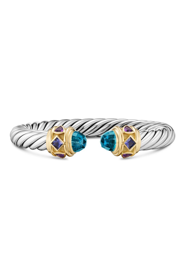 Renaissance Cable Flex Bracelet in Sterling Silver, 9mm, Main, color, SILVER/ BLUE