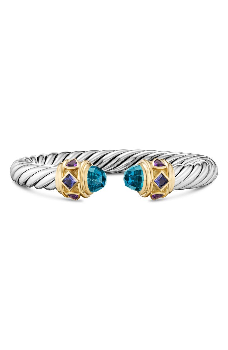 David Yurman Renaissance Cable Flex Bracelet in Sterling Silver, 9mm, Main, color, Silver/ Blue