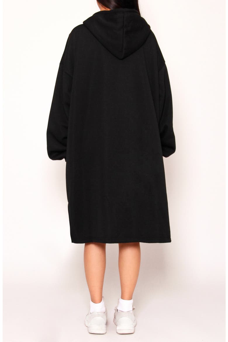 Kuben Hoodie Midi Dress, Alternate, color, BLACK