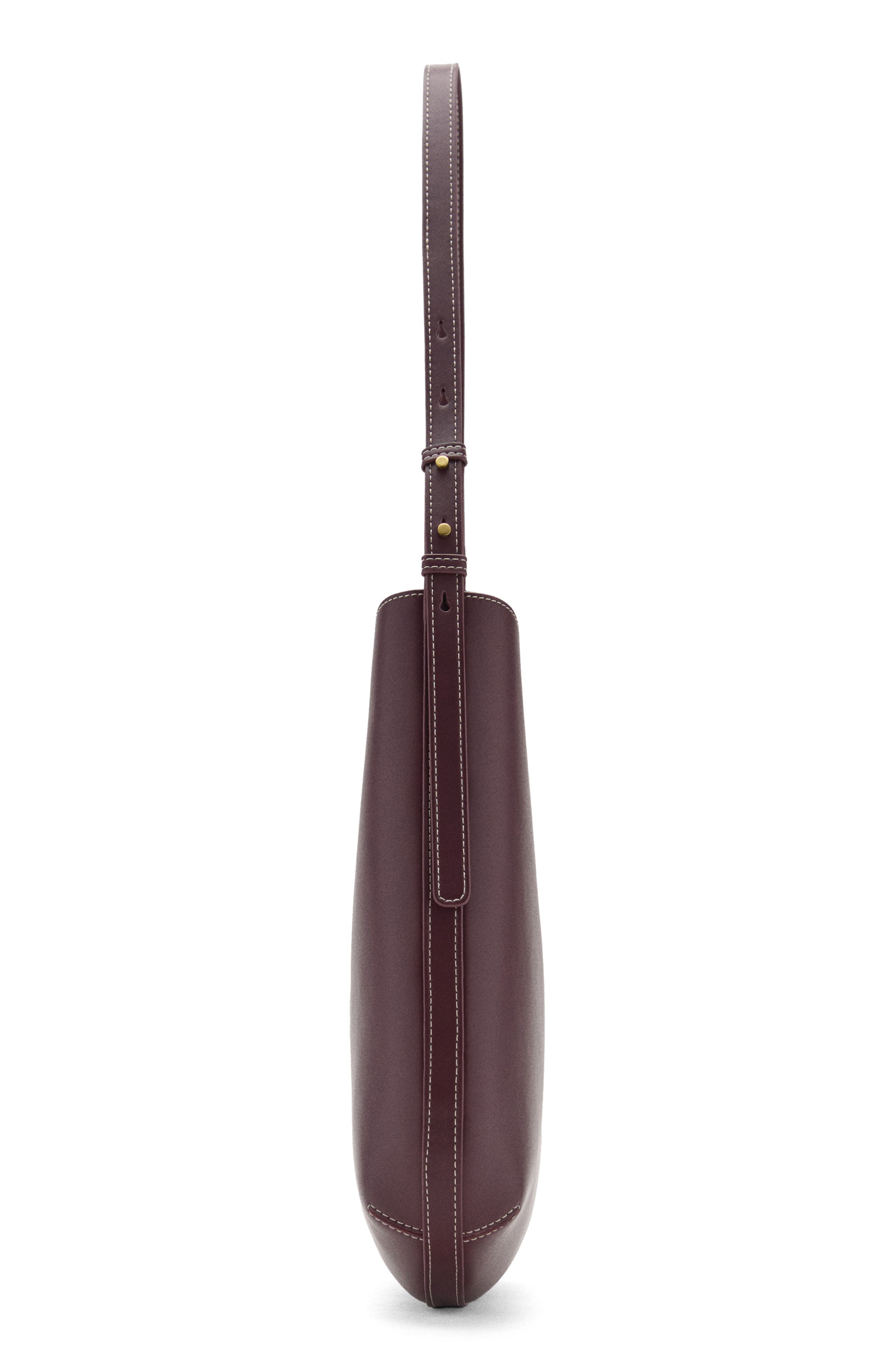MANGO Large Oval Faux Leather Shoulder Bag, Alternate, color, Burgundy