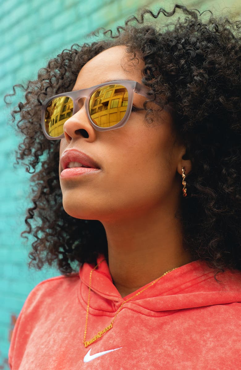 Nike Flatspot XXII 52mm Geometric Sunglasses, Alternate, color, Matte Amethyst Ash/ Bronze Mir