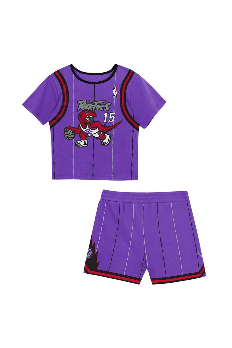 Toddler Mitchell & Ness Vince Carter Purple Toronto Raptors 2-Piece Play by Place T-Shirt & Shorts Set, Main, color, Purple