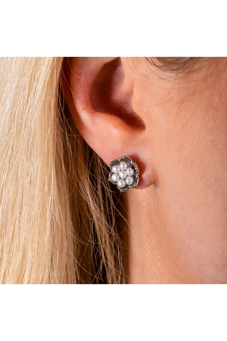 Royal Pearl Flower Studs, Alternate, color, Sterling Silver