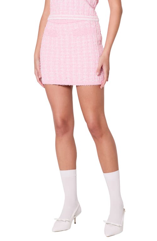 Shop Endless Rose Plaid Sweater Knit Miniskirt In Pink/ivory