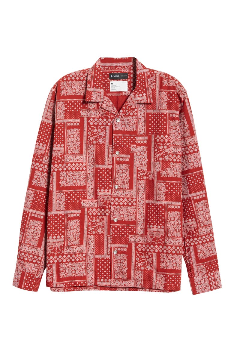 PURPLE Red Bandana Button-Up Shirt, Alternate, color, RED