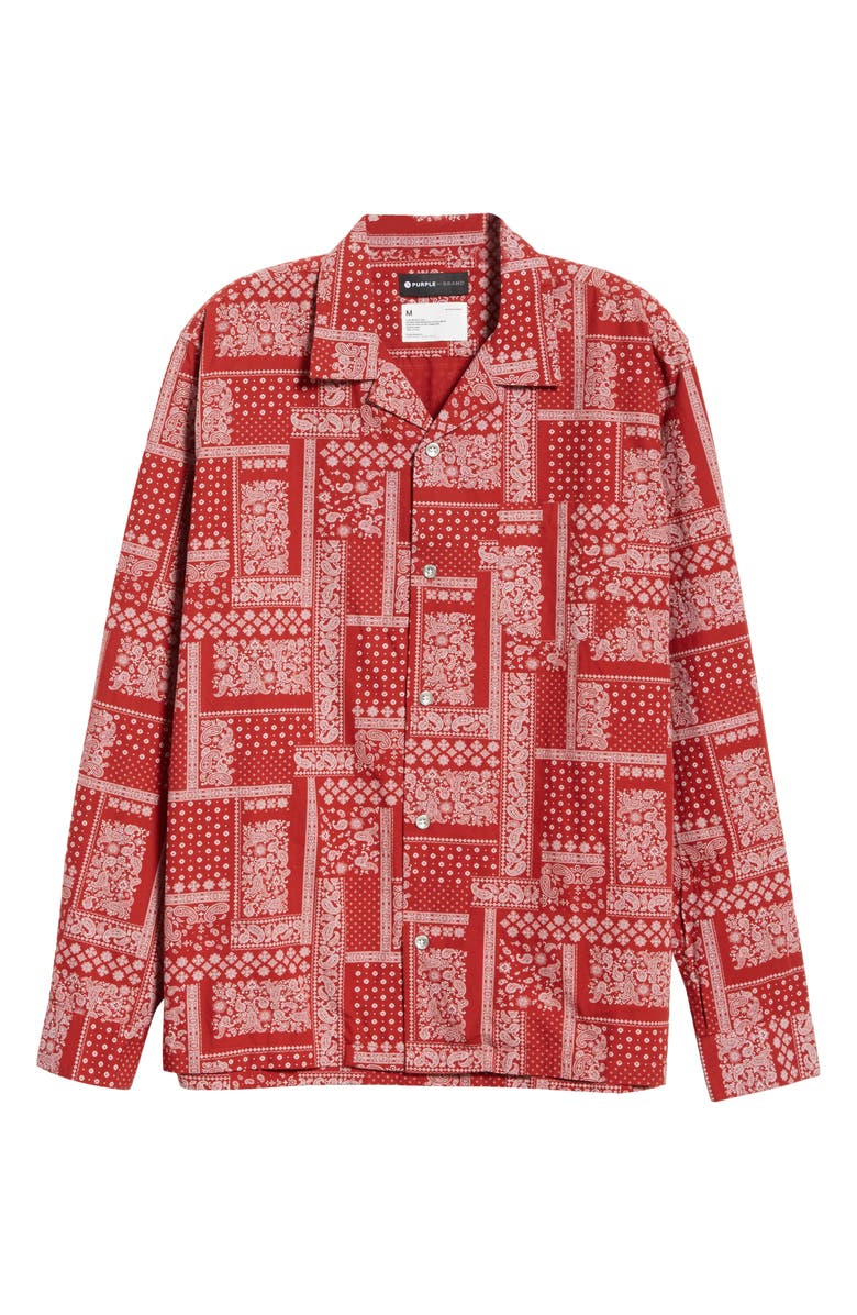 PURPLE BRAND PURPLE Red Bandana Button-Up Shirt, Alternate, color,