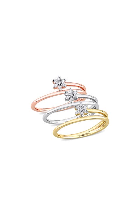 Set Of 3 Floral Diamond Rings - 0.21ct.