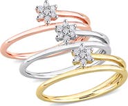 DELMAR Set Of 3 Floral Diamond Rings - 0.21ct.