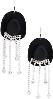 Leith Cowboy Hat Crystal Fringe Earrings