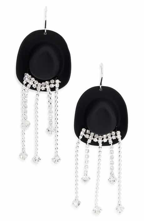 Leith Cowboy Hat Crystal Fringe Earrings