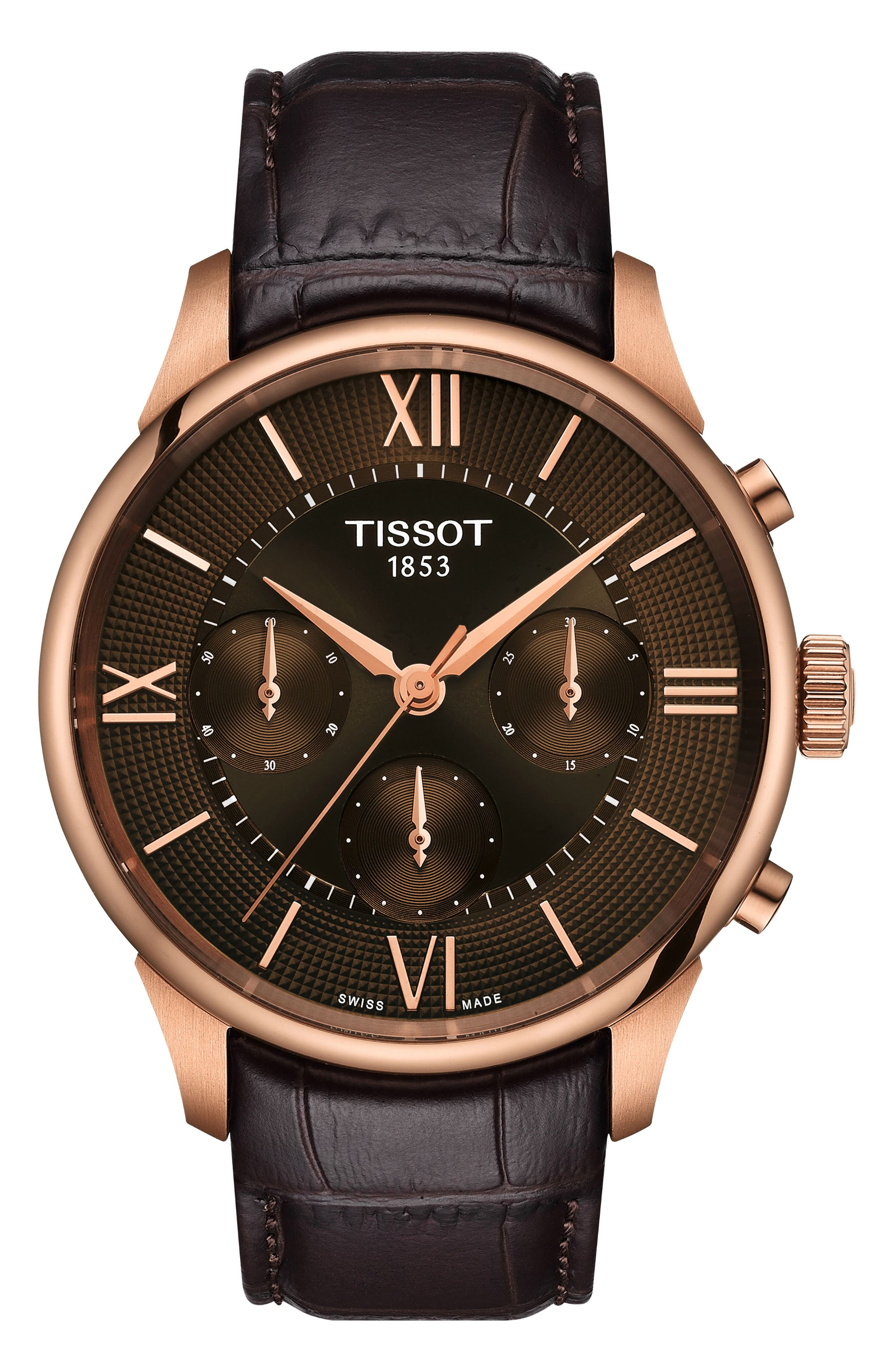 Chemin Des Tourelles Automatic Chronograph Leather Strap Watch, 42mm