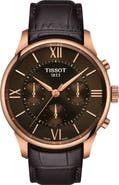 Tissot Chemin Des Tourelles Automatic Chronograph Leather Strap Watch, 42mm