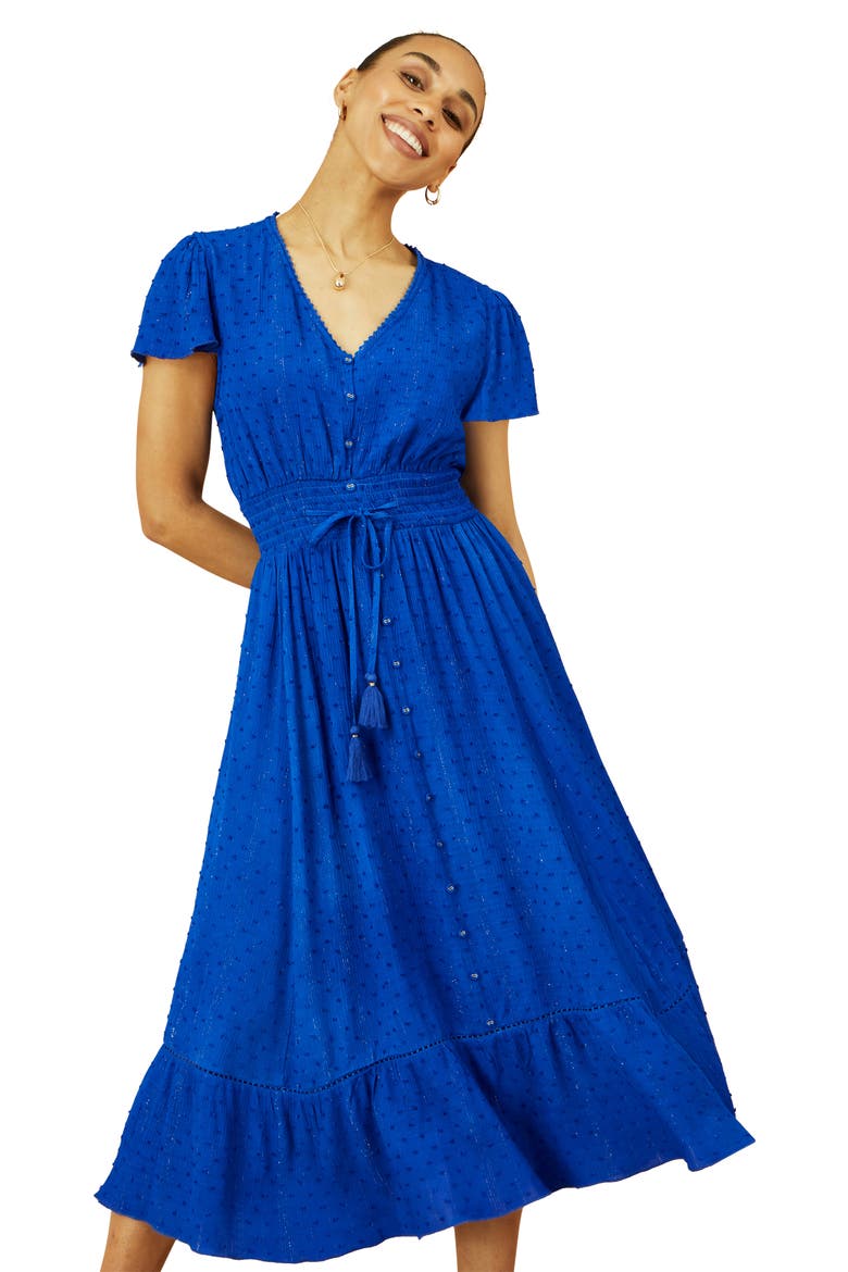 Button Detail Midi Dress, Alternate, color, Blue