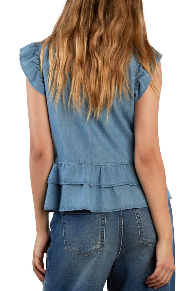 HINT OF BLU Ruffle Cloud Denim Top, Alternate, color, Cloud Denim