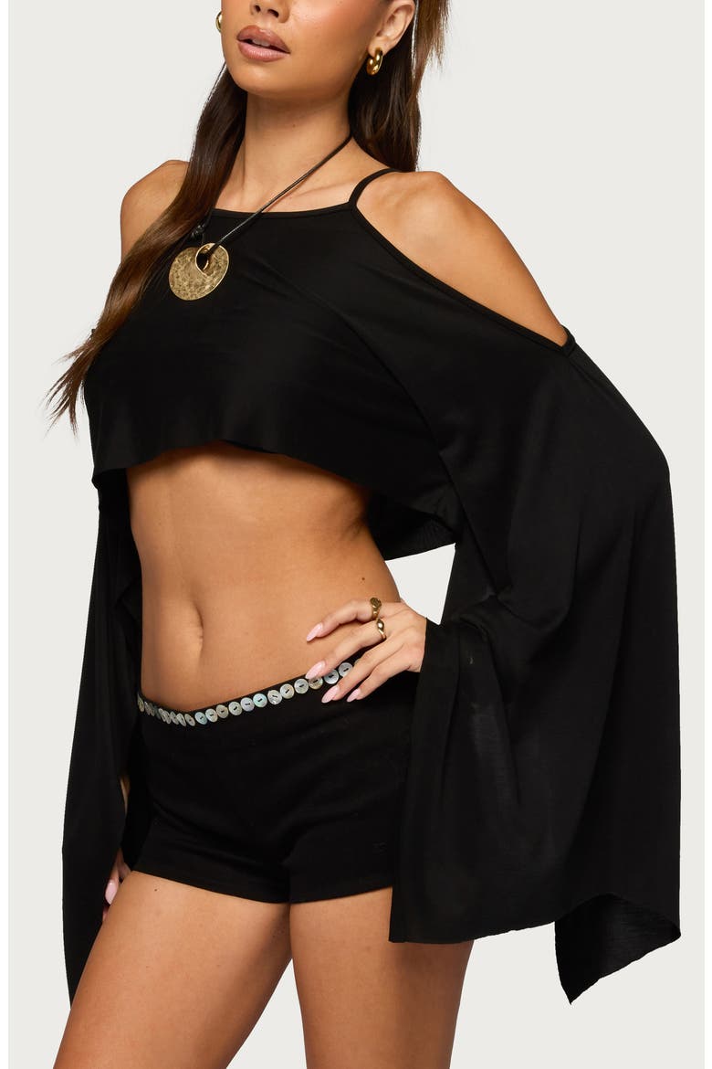Ivanna Cutout Crop Top, Alternate, color, BLACK