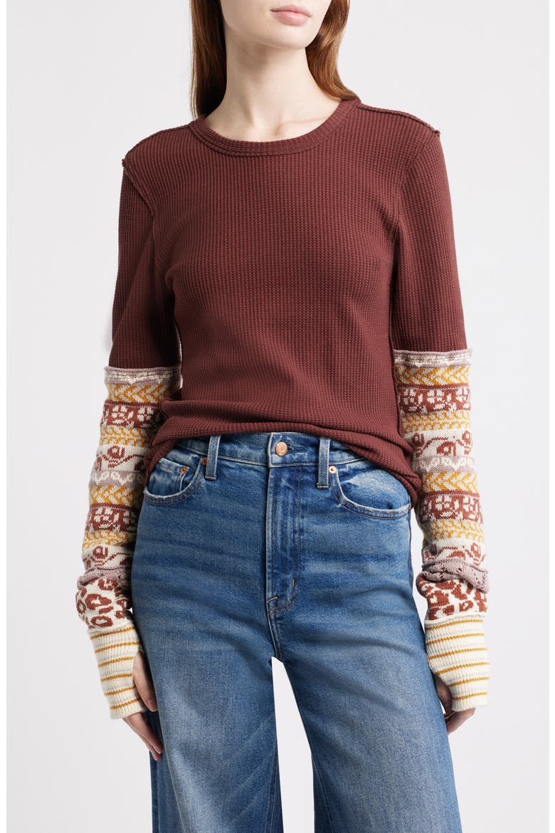 All In Cuff Knit Top, Main, color, CHOCOLATE COMBO