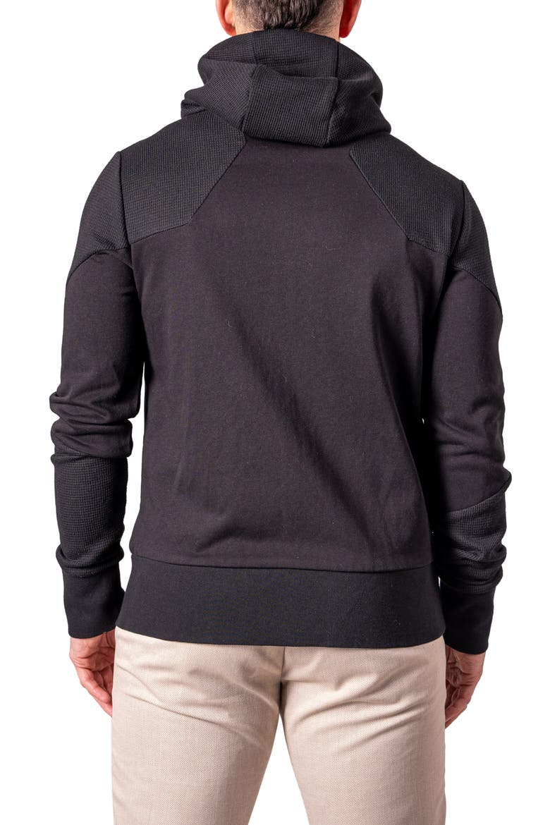 Crow Mixed Media Zip Hoodie, Alternate, color, BLACK