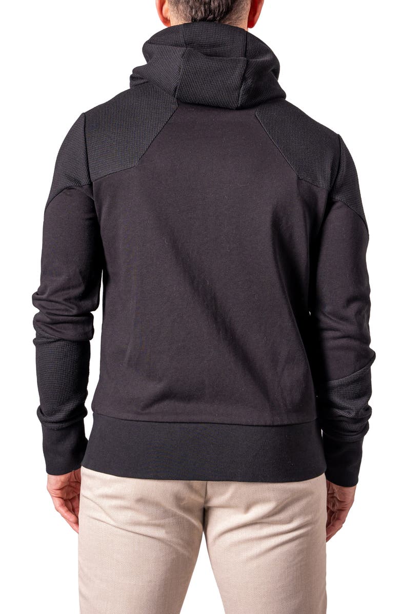 Maceoo Crow Mixed Media Zip Hoodie, Alternate, color, Black