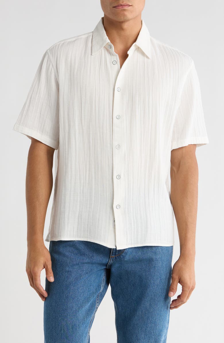rag & bone Danny Cotton Gauze Button-Up Shirt, Main, color, Marshmallow
